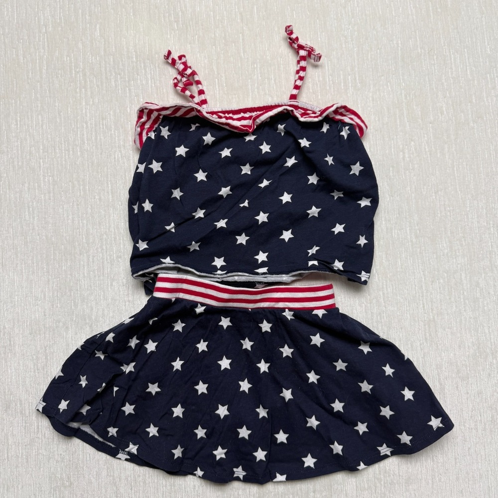 The Children's Place Patriotic Stars 2pc Skort Tank Girls 2T Navy Blue Americana